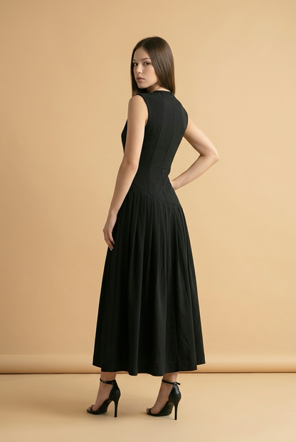 VESTIDO NEGRO MIDI PLAIN