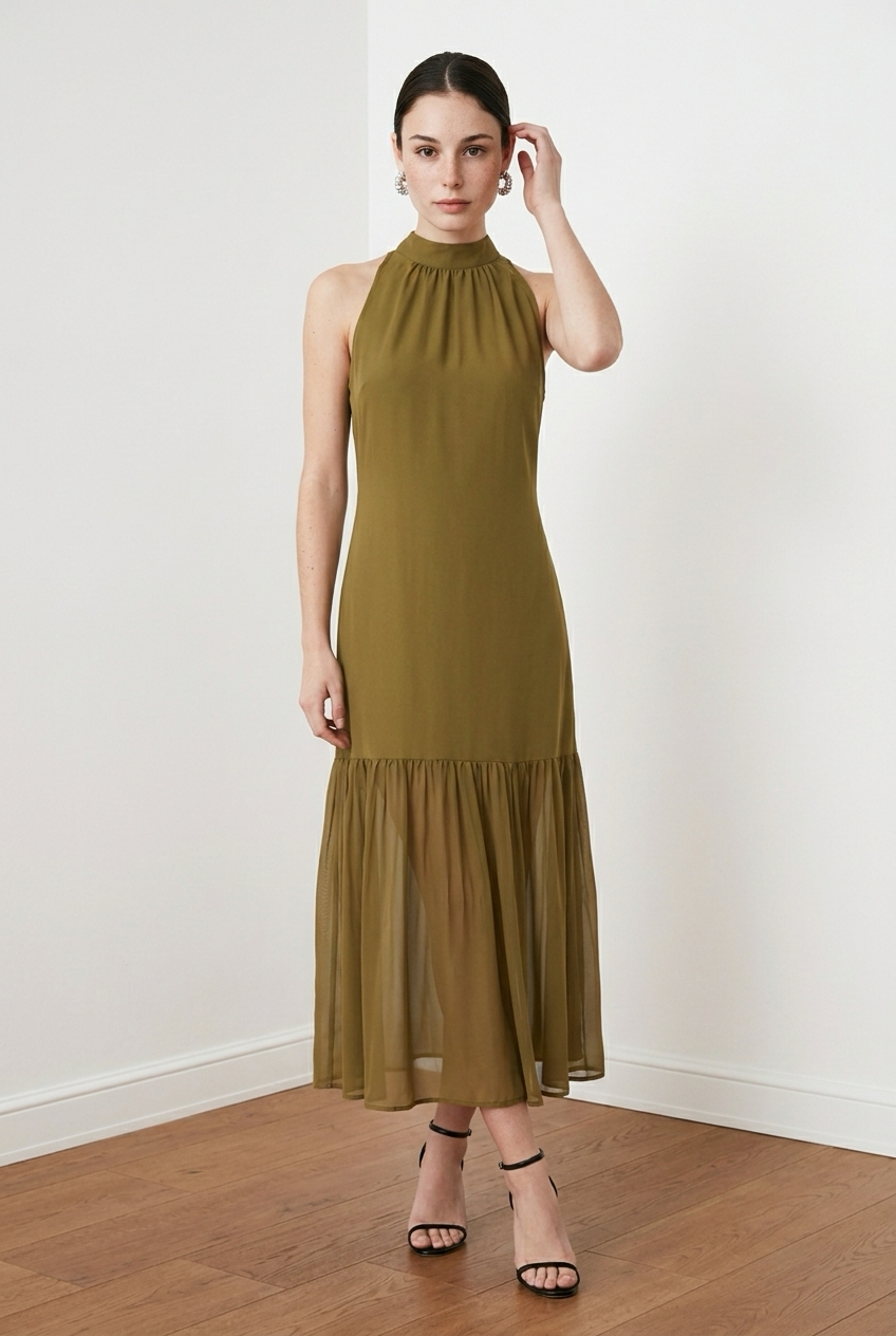 VESTIDO MIDI MOSTAZA