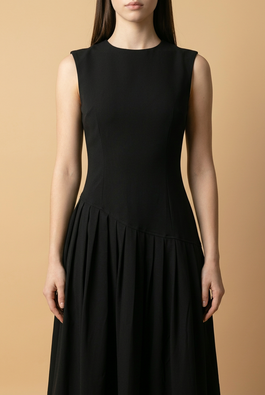VESTIDO NEGRO MIDI PLAIN