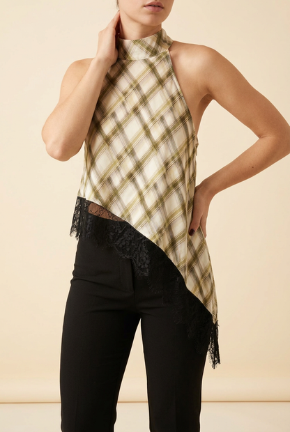BLUSA HALTER CUADROS