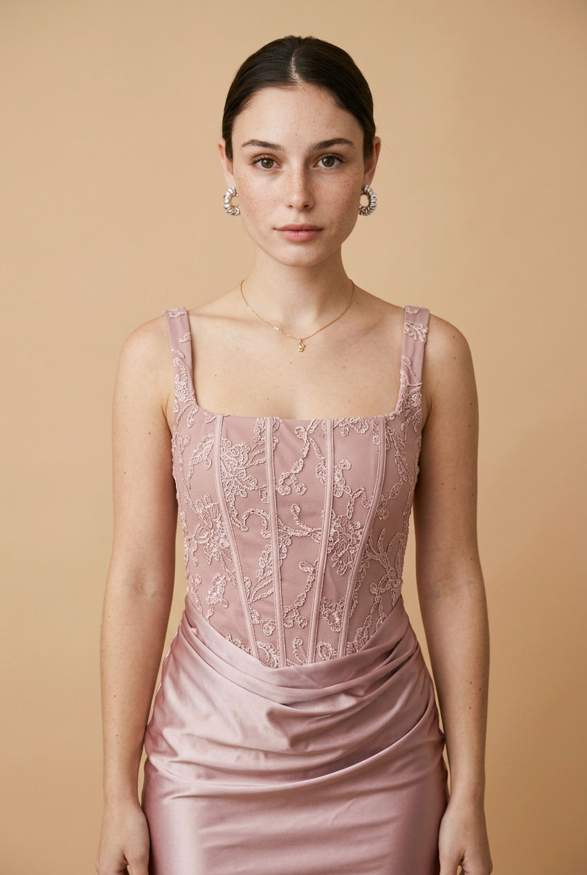 VESTIDO CORTO CORSET FLORES