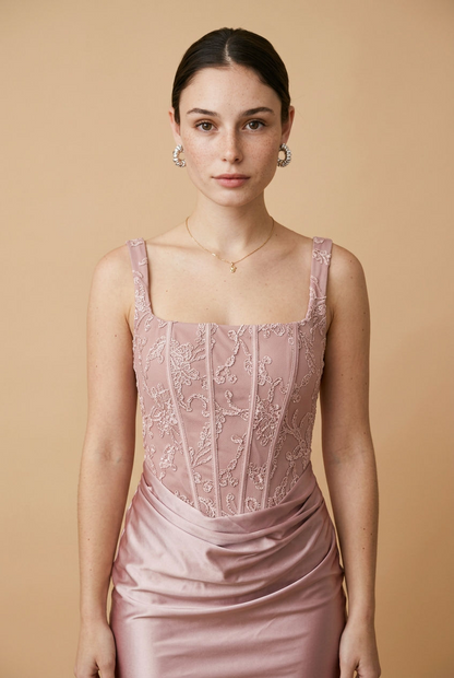 VESTIDO CORTO CORSET FLORES