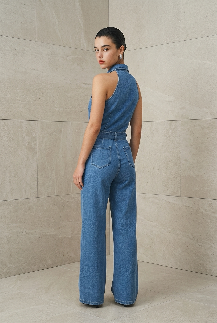 PALAZZO DENIM CUELLO TIPO POLO
