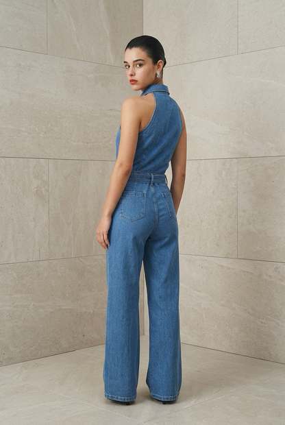 PALAZZO DENIM CUELLO TIPO POLO