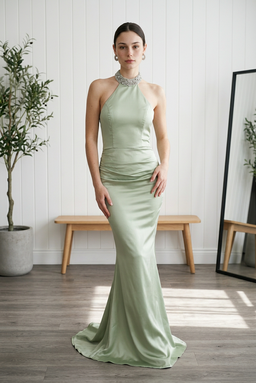 VESTIDO HALTER APLIQUES