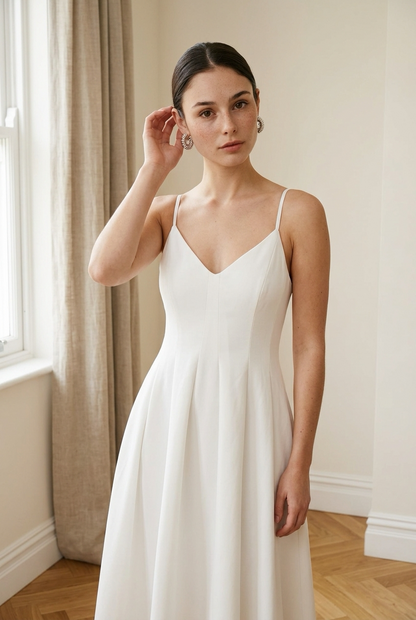 VESTIDO BLANCO MIDI PLAIN