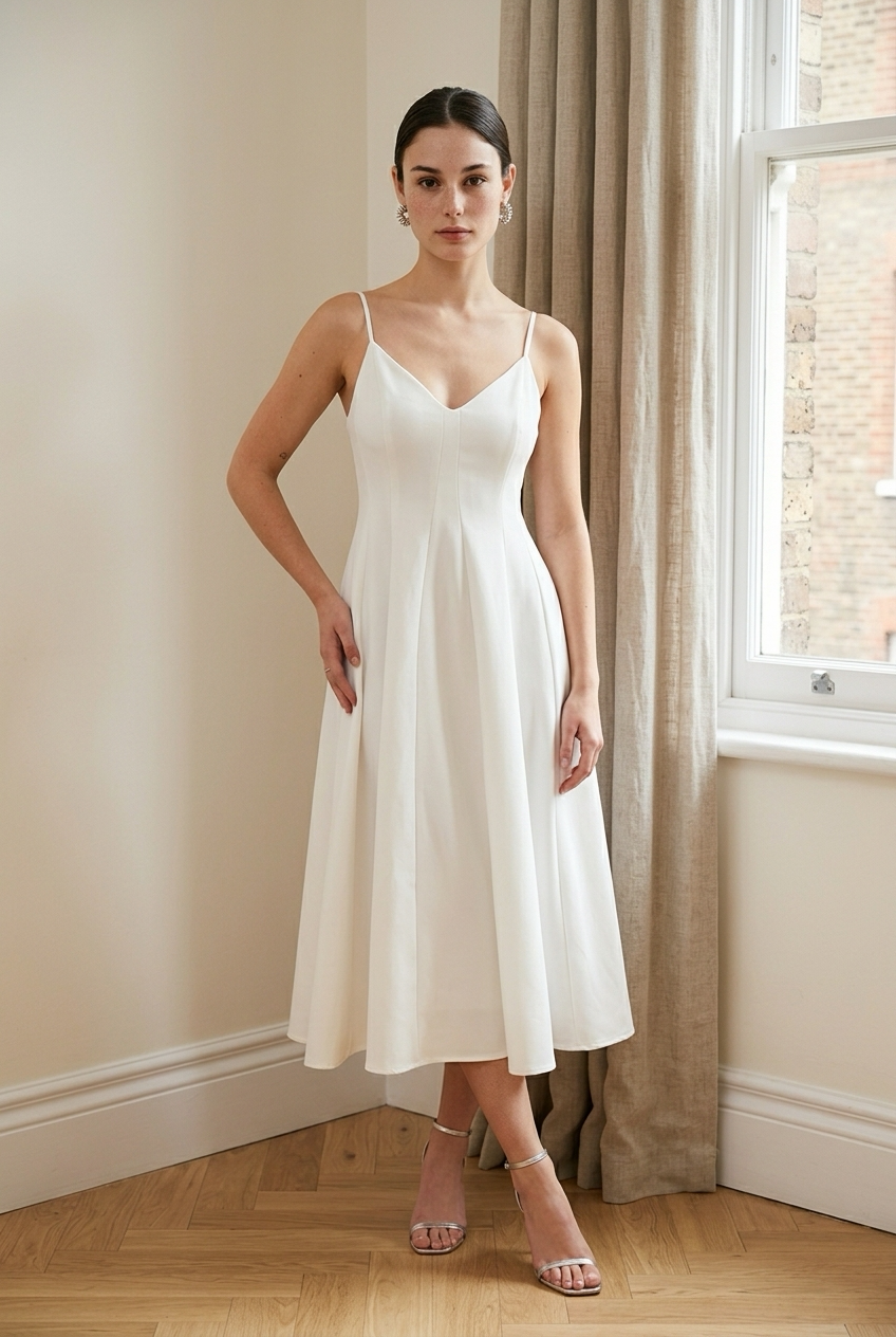 VESTIDO BLANCO MIDI PLAIN