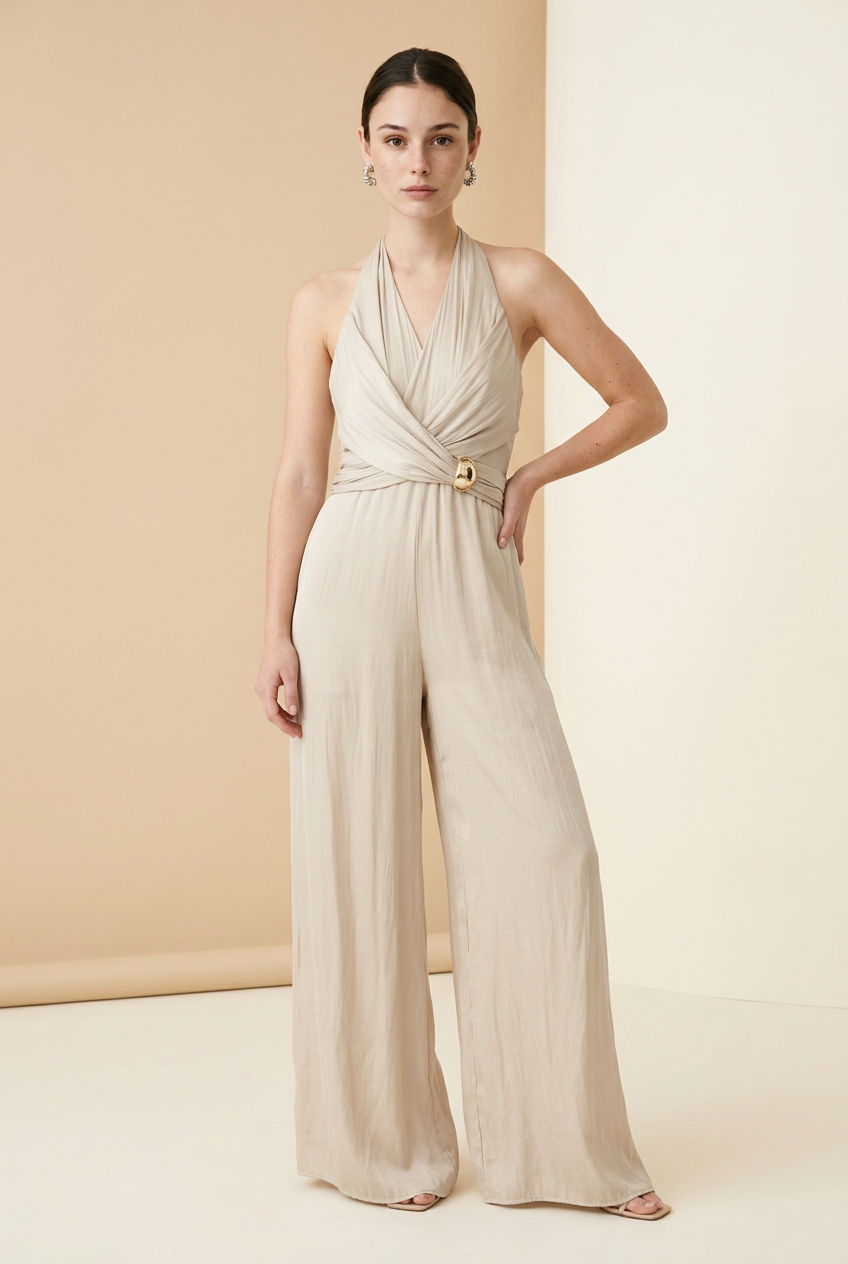 PALAZZO BEIGE HALTER